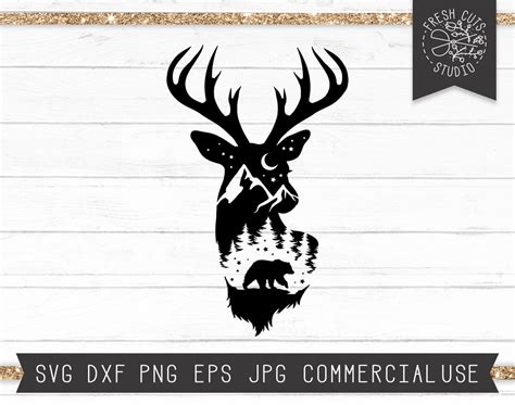 Deer Svg File Deer Silhouette Svg Woods Svg Deer Head Svg Mountains