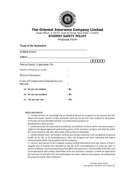 Fillable Online Orientalinsurance Org Agreement Tgp Ii Lining