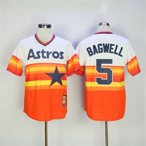 Astros 5 Jeff Bagwell Jersey Old Style Uniform Tequila Sunrise Shirts