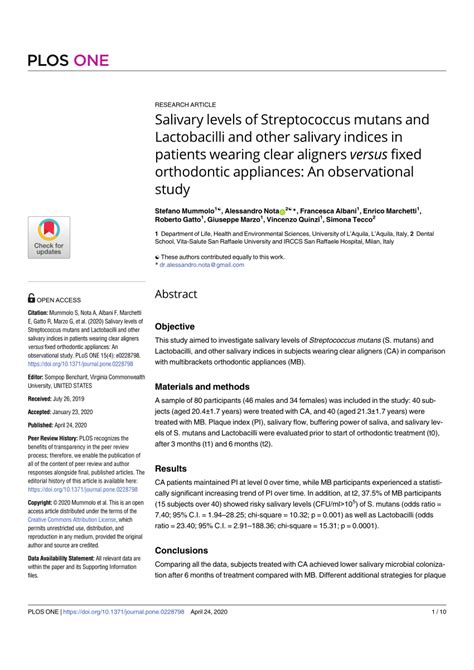 Pdf Salivary Levels Of Streptococcus Mutans And Lactobacilli And