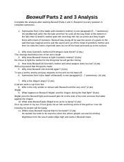 Beowulf Beowulf Parts 2 And 3 Analysis Complete This Analysis After