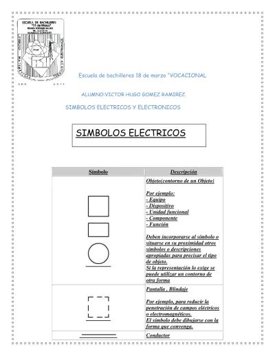 SIMBOLOS ELECTRICOS Escuela De Bachilleres 18 De Marzo VOCACIONAL