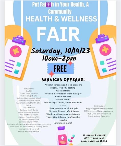 Put Faith In Your Health A Community Health And Wellness Fair Oct 14