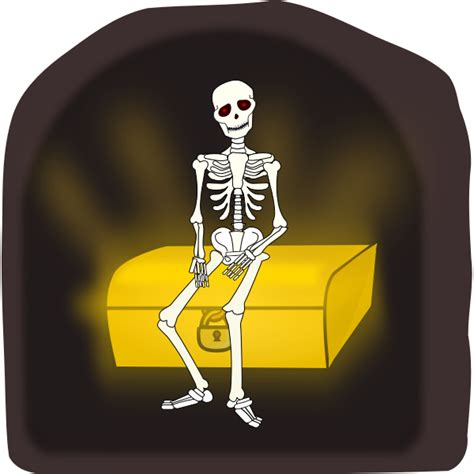 Skeleton Sitting On Treasure Chest Vector Illustration Free SVG