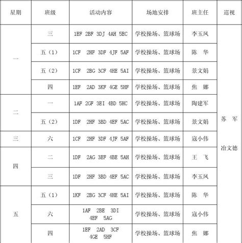 阳光体育活动安排表word文档在线阅读与下载无忧文档