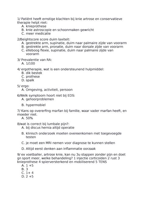 Reuma examenvragen vragen en antwoorden examen 2019 1 Patiënt heeft