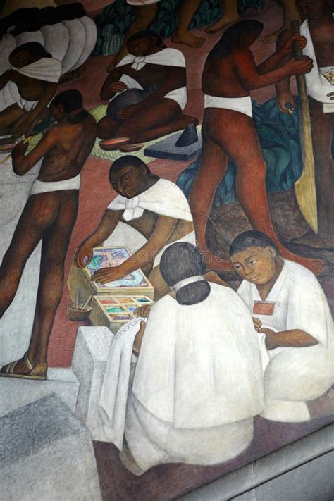 A Panoramic View Of The Stairway Mural By Diego Rivera Inside The