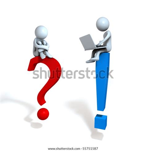 Sign On Exclamation Men Sitting Blue Stock Illustration 55751587