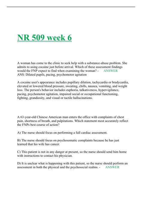 NR509 NR 509 WEEK 6 Exam Latest 2023 2024 Advanced Physical