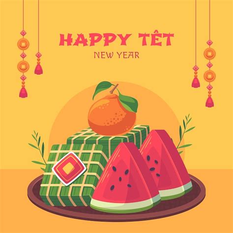 vector flat illustration  tet  year celebration