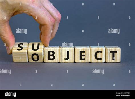 Subject And Object Symbol Businessman Turns A Cube Changes The Word