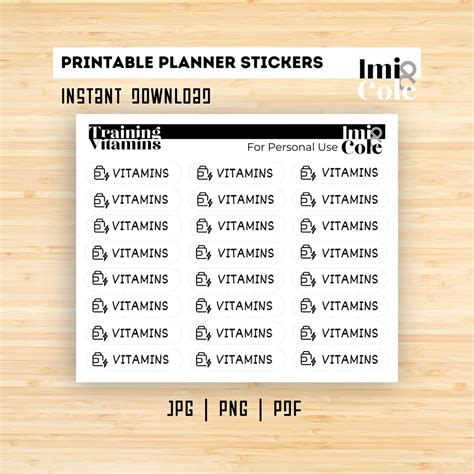 printable stickers vitamins mini icon scripts etsy