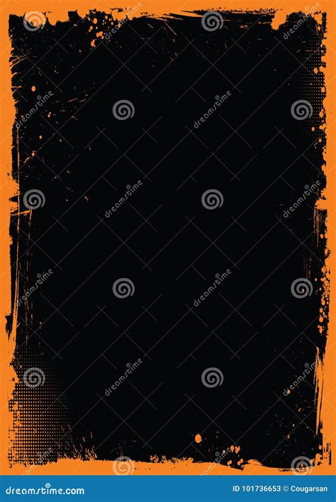 Orange and Black Halloween Background with Grunge Border Stock Vector ...