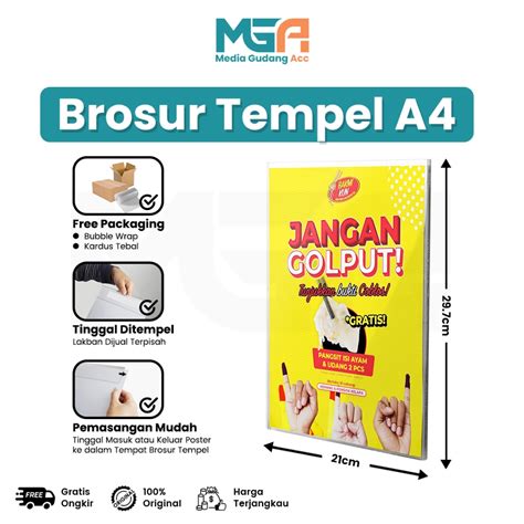 Jual Tempat Brosur Tempel A4 Tempat Poster Tempel Dinding Akrilik