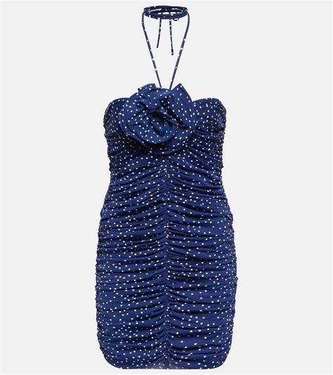 Magda Butrym Polka Dot Ruched Minidress In Blue Lyst