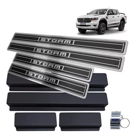 Soleira Aço Inox Ford Ranger Storm Preto Alto Relevo Parcelamento sem