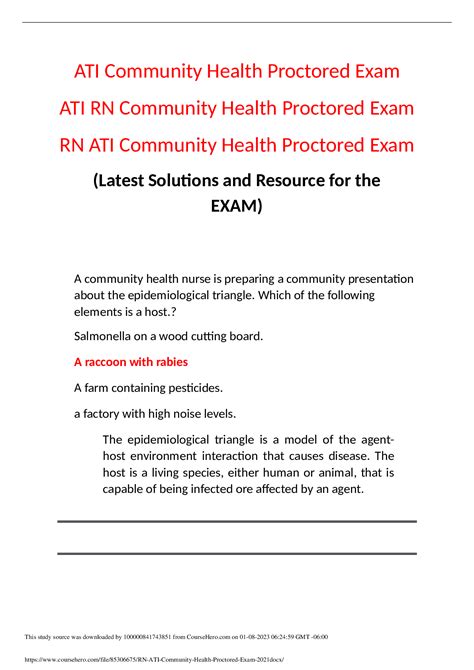 Rn Ati Community Health Proctored Exam 2023 Browsegrades