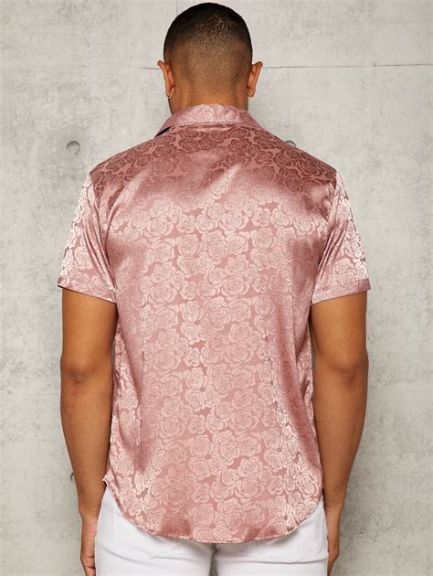 Manfinity Aftrdrk Men Random Floral Jacquard Satin Shirt Shein Usa