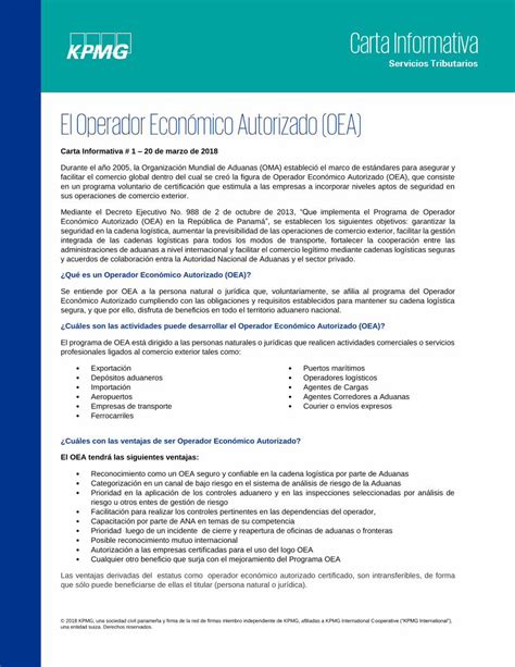 PDF El Operador Económico Autorizado OEA assets kpmg