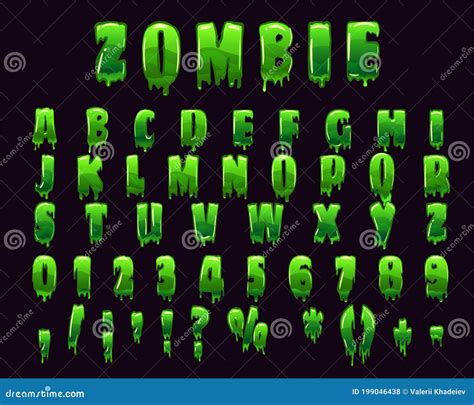 Zombie Font Alphabet Green Slime Styled Halloween Scary Effect Letters