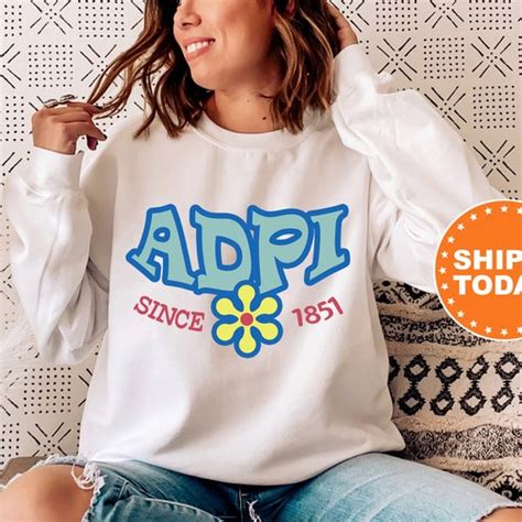 Alpha Delta Pi Outlined In Blue Sorority Sweatshirt Adpi Etsy