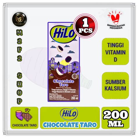 Jual HiLo Susu Cokelat Chocolate Taro Kotak UHT - 200 ml (Harga Satuan ...