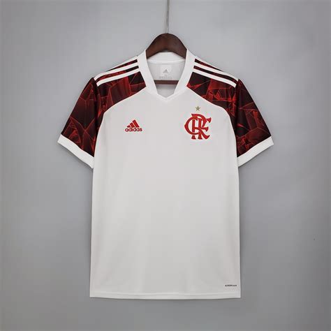 21 22 Camisa Futebol Flamenco Longe Manga Curta Esportiva Branca PPFF