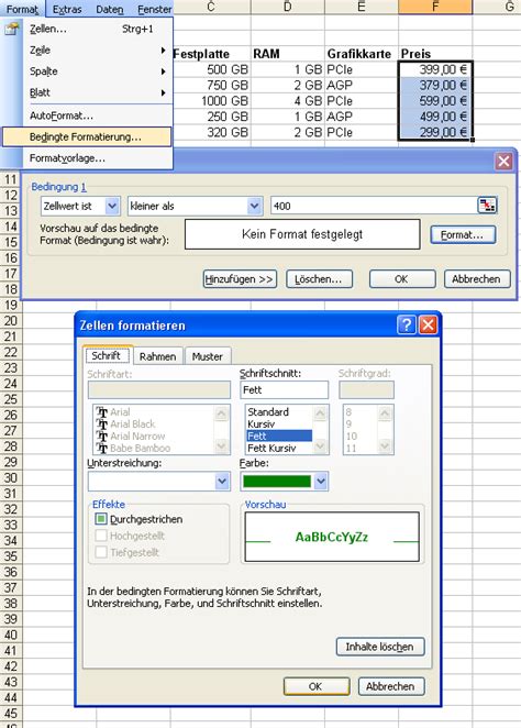 Excel Anleitung Bedingte Formatierungen Bedingt Farben Und Rahmen