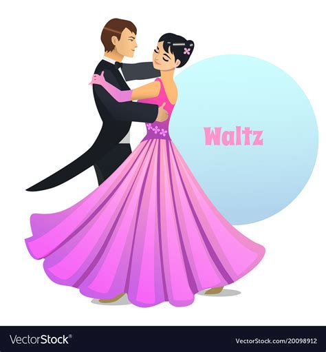 Waltz dancing couple in cartoon style Royalty Free Vector