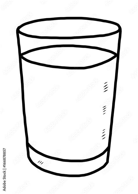 Glass Of Water Cartoon Vector And Illustration Black And White Hand Drawn Sketch Style