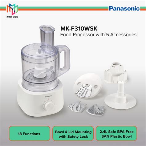 Panasonic Mk F310wsk Food Processor With 5 Accessories For 18 Functions