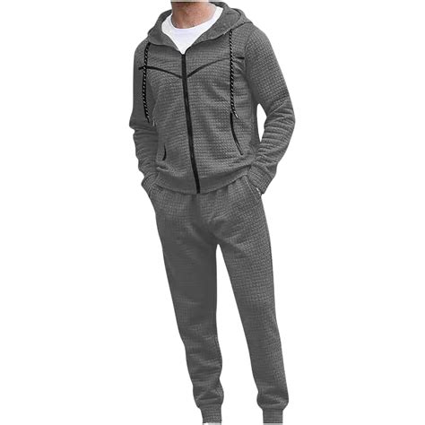 2 Piece Sweatsuits For Men Long Sleeve Full Zip Tracksuits Athletic