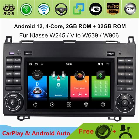 Android12 Autoradio Navi CarPlay Kamera Für Mercedes Benz A B W169