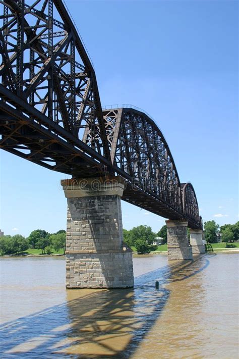 Railroad Bridge Over Ohio River A Vertical View Of A Railroad Bridge