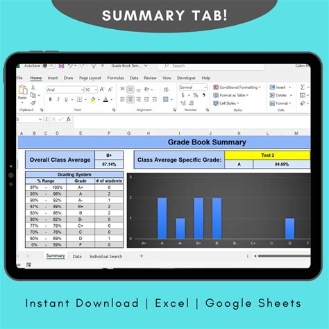 Student Gradebook Template for Excel, Teacher Gradebook Spreadsheet ...