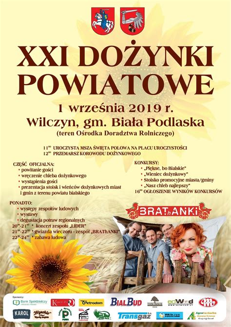 Plakat XXI Dożynki Powiatowe w Wilczynie 2019 Powiat Bialski