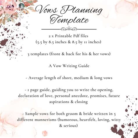 Personalized Wedding Day Vows Template Printable Pdf Vow Writing Guide