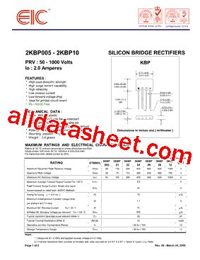 2KBP02 Datasheet PDF EIC Discrete Semiconductors