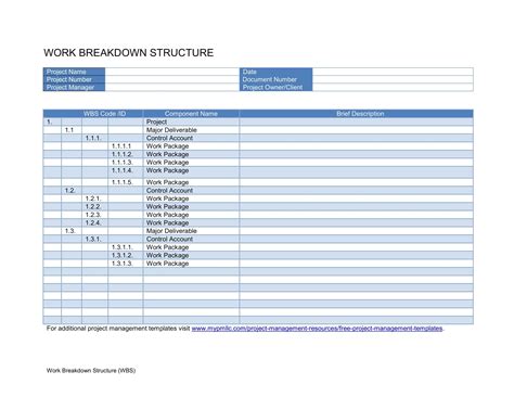 Free Printable Work Breakdown Structure Templates [Word, Excel]
