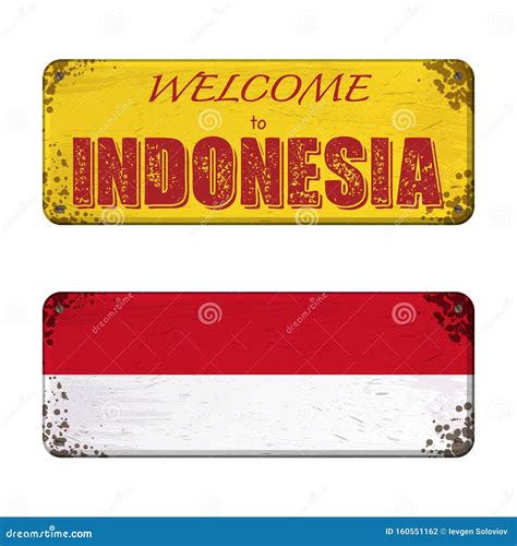 Welcome To Indonesia Nameplate Stock Vector Illustration Of Abstract