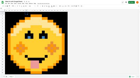 Creating Pixel Art In Google Sheets / Now resize the spreadsheet cells ...