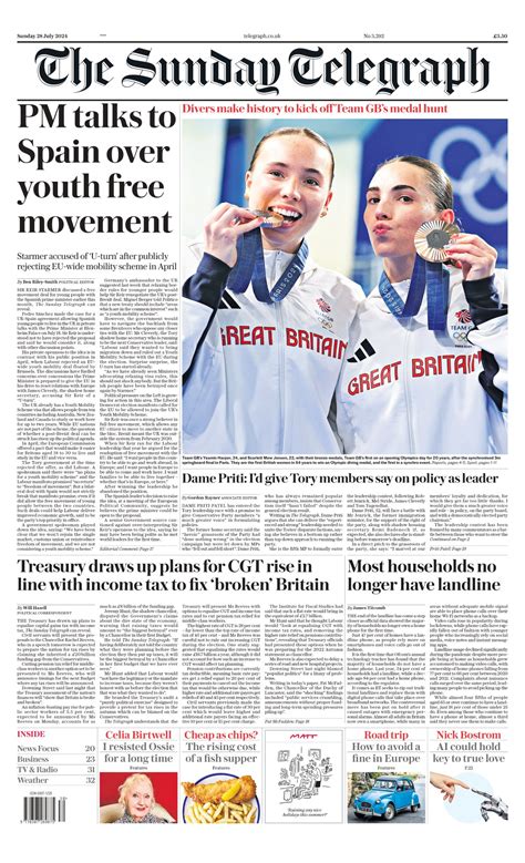 Sunday Telegraph Front Page Th Of July Tomorrow S Papers Today