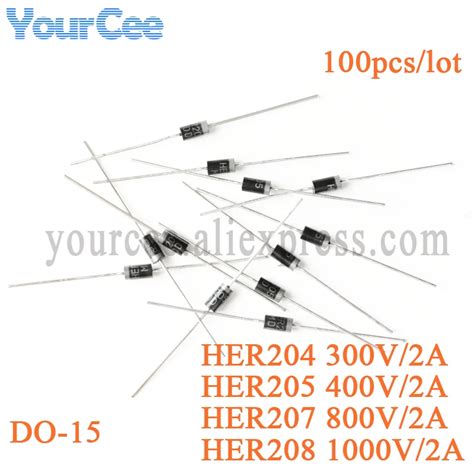 Packung mit 100 Stück Chanzon HER208 Hocheffiziente Gleichrichterdiode