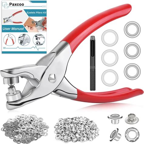 PAXCOO 803Pcs Grommet Tool Kit 6mm 1 4 Inch Eyelet Kit With 400Pcs