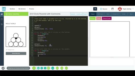3 1 4 Circle Pyramid With Comments CodeHS Python Turtle YouTube