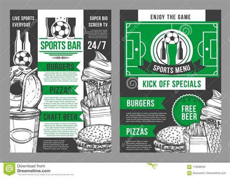 Vector Soccer Sports Bar Football Pub Menu Design Stock Vector ...