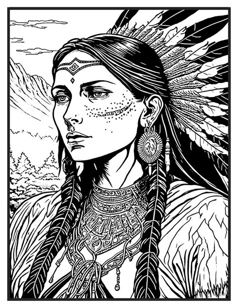 Native American Women Coloring Pages Etsy