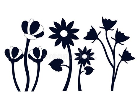 Flower Silhouettes Vector Stock Illustration Illustration Of Frame