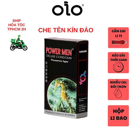 Bao cao su PowerMen cá ngựa siêu mỏng 5 Benzocain kéo dài thời gian