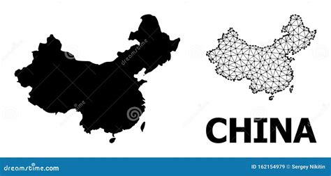 Solid And Wire Frame Map Of China Stock Vector Illustration Of